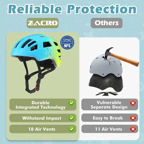 Miniatura 2 de Zacro Kids Helmet 5-14 for Boys Girls, Adjustable Lightweight Toddler Helmet with Reflective Safety Stickers, Fits Bicycle Balance Bike Scooter