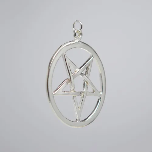 Miniatura 2 de Colgante de pentagrama de pentáculo invertido de plata de ley, Metal, No es una piedra preciosa