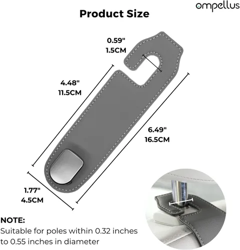 Miniatura 4 de Gancho para reposacabezas de automóvil, paquete de 2 ganchos de cuero para asientos de automóvil para bolsos y bolsas, accesorios de organización