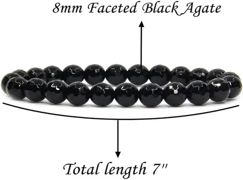 Miniatura 147 de Amandastone Pulsera elástica de cuentas redondas de 0.315 in con piedras preciosas naturales de 7 pulgadas