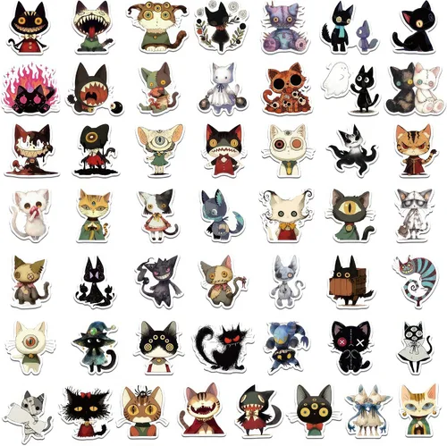 Miniatura 2 de Calcomanías de terror de brujas, accesorios de gato negro y gato gótico para adultos y adolescentes, impermeables