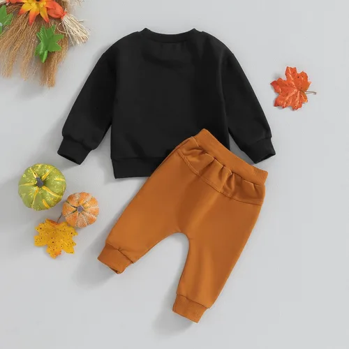 Miniatura 3 de Ropa para el día de San Valentín para bebé, sudadera de manga larga con letras, pantalones deportivos elásticos para otoño e invierno
