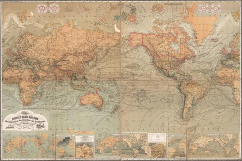 AOFOTO Telón de fondo de fotografía de mapa del viejo mundo de 7 x 5 pies, estilo vintage, retro, mapa náutico del mundo, fondo marrón antiguo,