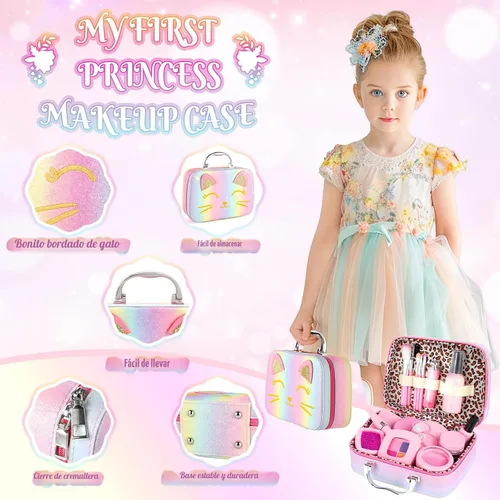 Miniatura 4 de Maquillaje de simulación para niños pequeños, juego de maquillaje de juguete para niños de 3 a 5 años, kit de maquillaje de juguete para niños