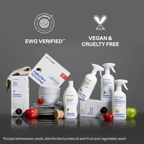 Miniatura 6 de ATTITUDE Jabón para platos, verificado por EWG, líquido para lavar platos a base de plantas y vegano, derivado de forma natural, ralladura