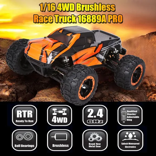 Miniatura 2 de GoolRC 16889A Pro RC Cars, coche de control remoto a escala 1:16, 4WD 45KM/H de alta velocidad sin escobillas motor RC camión, 2.4GHz todo terreno