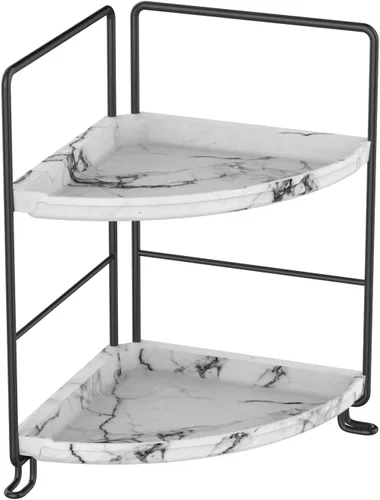 Miniatura 7 de Estante esquinero para especias de 2 niveles, organizador de maquillaje, apilable, soporte para cosméticos, estante de mostrador para baño, cocina