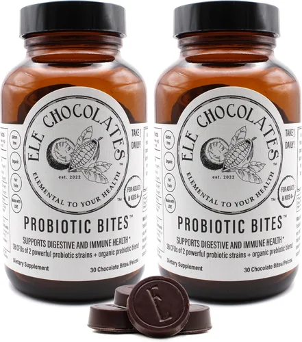Suplemento probiótico diario de chocolate negro muerde 3 mil millones de UFC para la salud intestinal digestiva, apoyo inmunológico para mujeres,