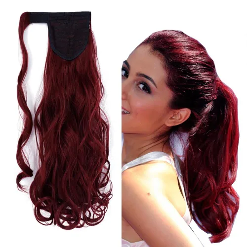 Miniatura 20 de Extensión de cola de caballo de 18 pulgadas para mujer, 3.53 onzas, fibra sintética natural japonesa resistente al calor, color negro azabache #1