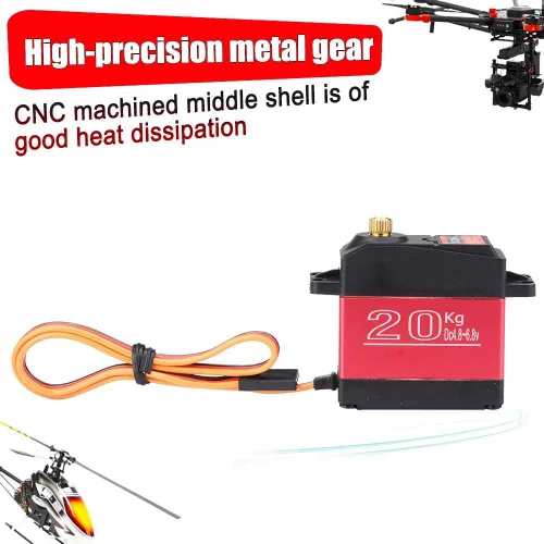 Miniatura 8 de RC Servo, 44.1 lbs 55.1 lbs Metal Gear High Torque Digital Servo para amantes de RC (44.1 lbs)