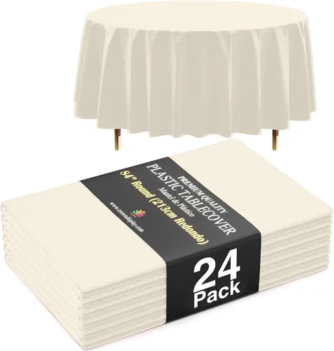 Miniatura 12 de Exquisite 66% Thicker Premium Aqua Round Tablecloth 0.5 Mil 6 Pack Plastic Table Cloth Disposable 84 Inch Round Plastic Tablecloth Won't Tear Easily