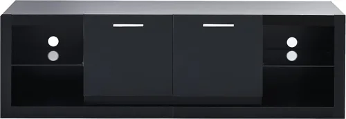 Miniatura 4 de Soporte de TV versátil de alto brillo con luces LED que cambian de color y 2 estantes de vidrio templado, centro de entretenimiento para televisores