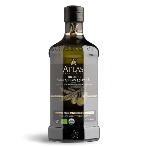 Atlas - Aceite de oliva virgen extra prensado en frío, rico en polifenoles, de Marruecos, recién cosechado y sin procesar, procedente de una única
