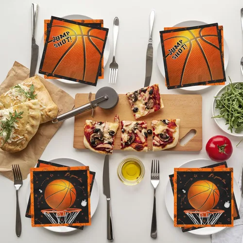 Miniatura 2 de 40 servilletas de baloncesto, decoraciones de fiesta de baloncesto, servilletas de cena para suministros de fiesta de cumpleaños con temática