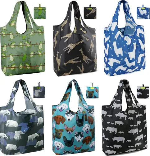 Miniatura 35 de Bolsas de la compra de animales reutilizables plegables bolsas de comestibles