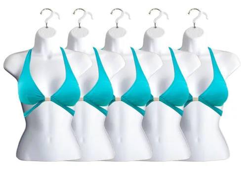 Miniatura 23 de Maniquí femenino con espalda hueca y cuerpo apilable con ganchos para colgar para exhibición de camisetas, encimera, ferias de manualidades, fotos
