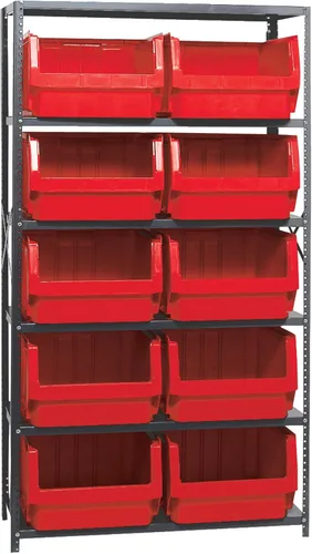 Miniatura 591 de Quantum QSBU-245BK Heavy Duty Shelving Unit with (7) Shelves and (24) QUS245 Black Bins for Garage Warehouse Storage Distribution 400 lb Load