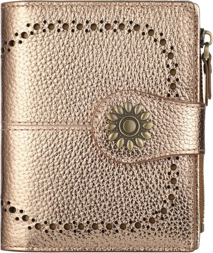 Miniatura 17 de Lavemi Cartera de Piel para Mujer Pequeña Compacta con Bloqueo RFID Estuche para Tarjetas de Crédito Monedero con Bolsillo con Cremallera Small