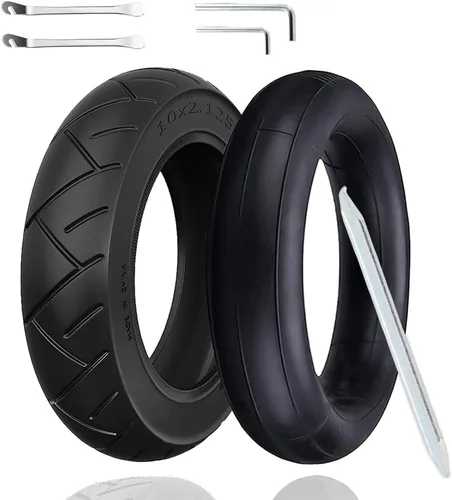 Cooryda Neumático y tubo interior de 10 x 2.125, tubo interior de 10 x 2.125 pulgadas para ruedas de repuesto de neumáticos de scooter eléctrico con