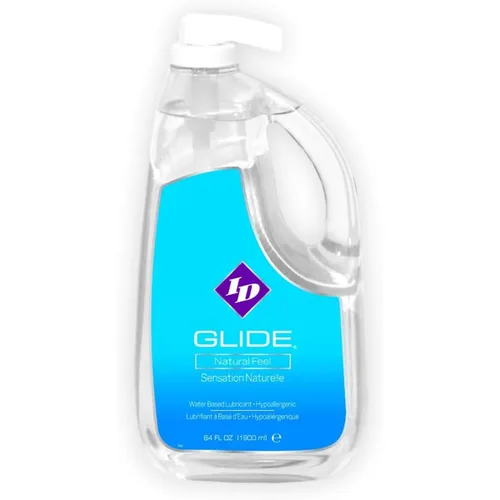ID Glide 64 oz (1892 ml) Lubricante personal a base de agua hipoalergénico para hombres, mujeres y parejas, sensación natural de deslizamiento para