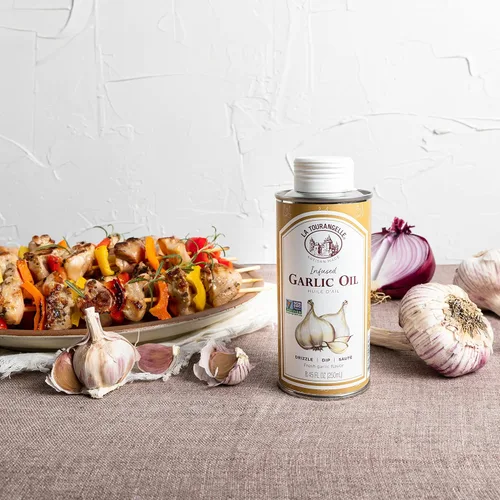 Miniatura 8 de La Tourangelle, Aceite de ajo, aceite alto en oleico para cocinar pastas, aderezos para ensalada, rociar sobre palomitas de maíz, aroma y sabor