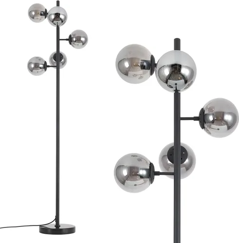 Miniatura 13 de KCO Lighting Five Globe - Lámpara de pie moderna de mediados de siglo, pantalla de vidrio de leche, acabado negro, base de mármol para sala de estar