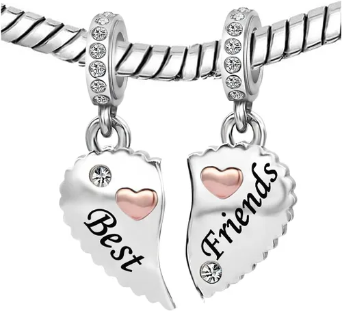Miniatura 2 de NARTGO Encantador de amistad de corazón de rompecabezas, compatible con pulseras Pandora