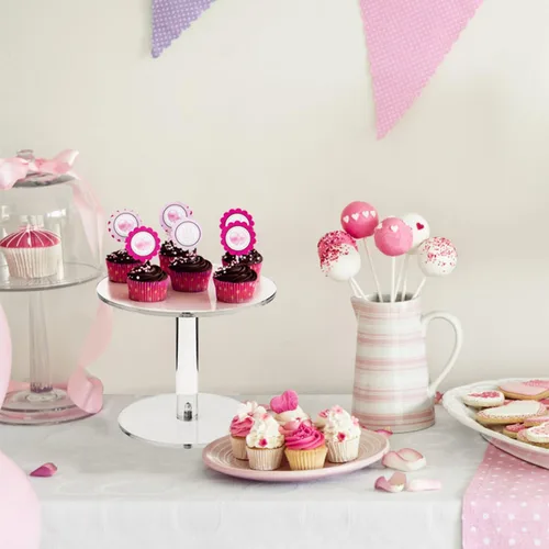 Miniatura 6 de WILLSIN Soporte de tarta acrílico, soportes de tarta redondos para mesa de postres, soporte de cupcakes transparente para fiesta de cumpleaños
