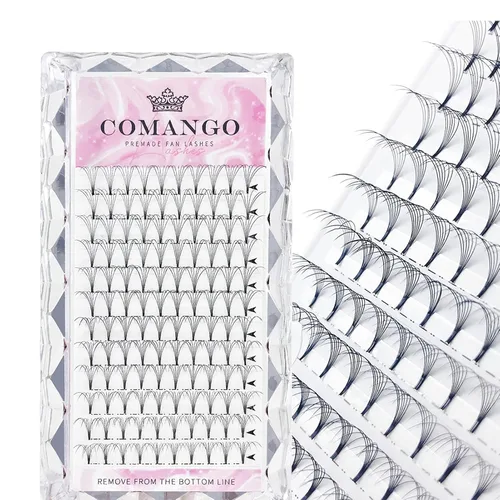 Miniatura 56 de CoMango Extensiones de pestañas de volumen 3D/4D/5D/6D/10D, grosor de 0.003 in, rizo C/D, tallo corto de 0.315-0.591 in, extensiones de pestañas