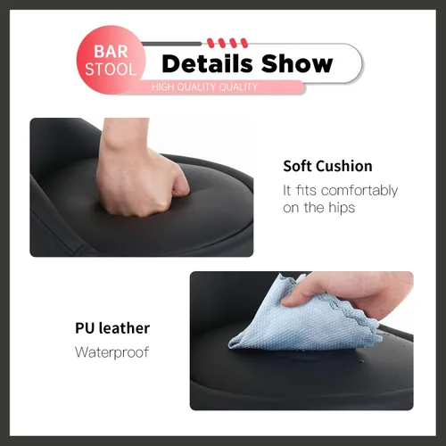 Miniatura 8 de PayLessHere Taburete giratorio de pedicura ajustable en altura, silla de salón de dibujo ajustable con respaldo cojín de PU para tienda de tatuajes