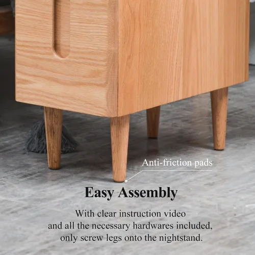 Miniatura 6 de Mesita de noche moderna de mediados de siglo, mesita de noche estrecha, mesa auxiliar minimalista para dormitorio, mesas de noche de 2 cajones