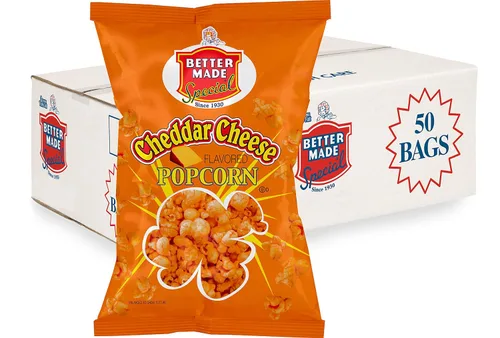 Better Made Palomitas de maíz con sabor a queso especial, caja de 50 bolsas de 0.625 onzas (queso cheddar)