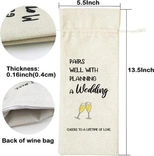 Miniatura 2 de LANBAIHE Regalos de boda Bolsa de vino, parejas de boda, regalo de novia y novio, bolsa de vino reutilizable de lino