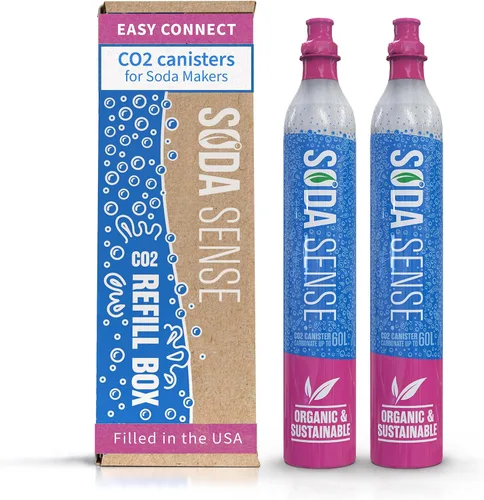 Soda Sense Easy Connect Recipiente de Intercambio de CO2 de 60L – Paquete de 2, Repuesto para Cilindro de Conexión Rápida – Compatible SOLO con