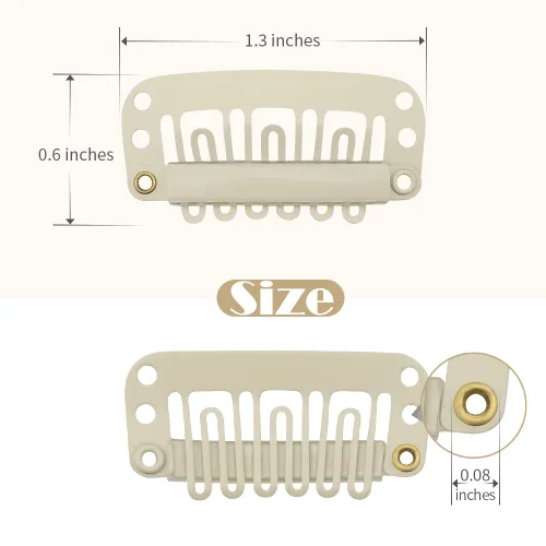 Miniatura 42 de Dreamlover - Clips para extensiones de cabello, clips para peluca con 9 dientes, 30 piezas Beige