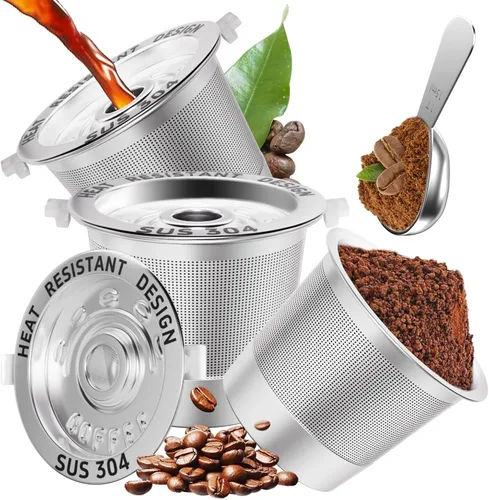 Paquete de 3 cápsulas de café reutilizables K Cups para Keurig 1.0: tazas K recargables de acero inoxidable - Filtros de café reutilizables para
