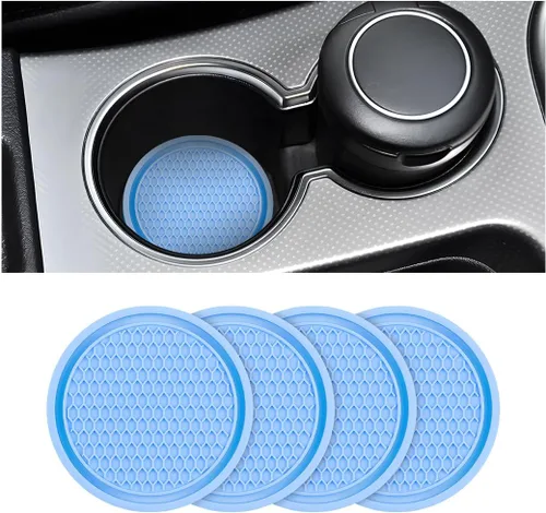 Miniatura 7 de Osilly Posavasos para Portavasos de Automóvil, Paquete de 4 Posavasos Antideslizantes de PVC con Estampado de Huellas de Pata, Tapete Universal