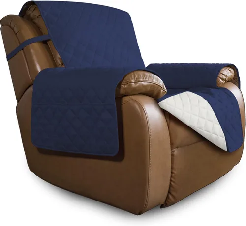 Miniatura 101 de Easy-Going - Funda para sofá, futón y sillón sin reposabrazos, reversible, resistente al agua, para mascotas y niños (azul oscuro/azul claro)