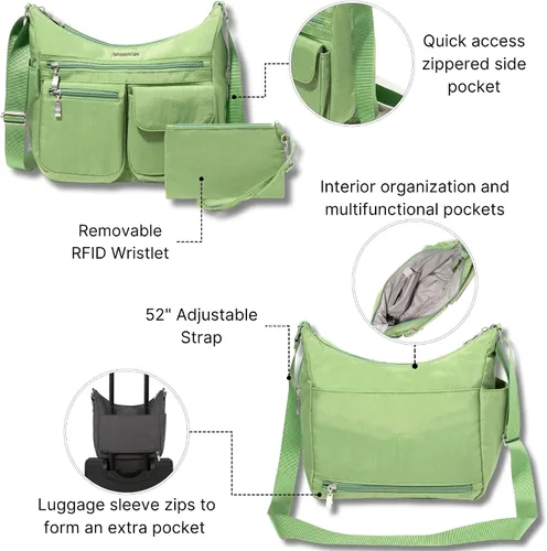 Miniatura 13 de Baggallini womens Everywhere Bagg Crossbody Women 11x9 Lightweight Nylon Hobo Water-resistant Travel Bag W/Rfid