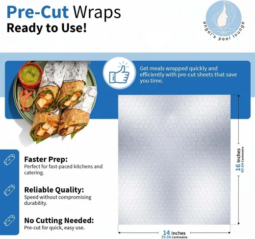 Miniatura 3 de ANGEL'S PEEL LOUNGE Hojas de papel de aluminio resistentes — Hojas de papel de aluminio que retienen el calor para burritos, sándwiches