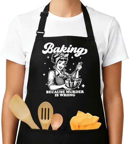 Miniatura 16 de Delantales divertidos para mujeres - Regalo de repostería para mujeres, regalos de Navidad, día de la madre y cumpleaños, perfectos para cocinar
