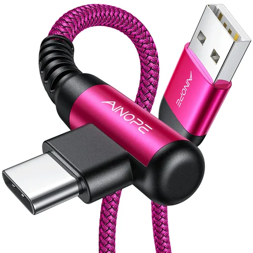 Miniatura 9 de AINOPE Cable USB a USB C [2 unidades, 6.6 pies] 3.1A tipo C cargador de carga rápida, cable USB C en ángulo recto para iPhone 17 Carplay, Galaxy Gris