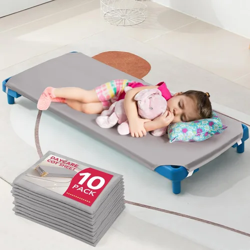 RowinsyDD 10 sábanas de cuna para guardería, 23 x 51 pulgadas, sábana tamaño cuna gris con bucles elásticos en las esquinas para niños y niñas,