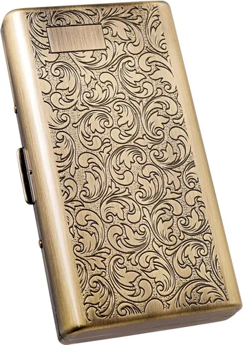 Miniatura 10 de Goshentech Estuche vintage, capacidad de 14, metal plateado metálico negro brillante, doble cara, caja de tarjeta bancaria, caja de efectivo