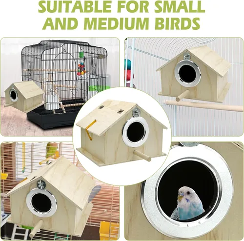 Miniatura 6 de kathson Caja nido de periquitos para anidación de pájaros, caja de apareamiento para cría de loros, agapornitos, cacatúas, pinzones