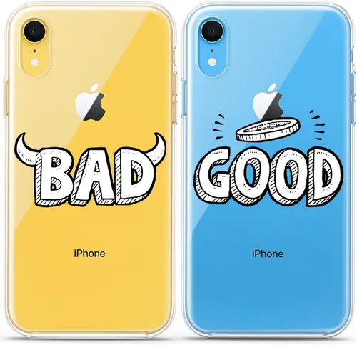 Miniatura 7 de Fundas a juego para parejas compatibles con iPhone 16 15 14 13 12 11 Pro Max Mini Xs X 6s 8 Plus 7+ Xr 10 SE 5 Bad Good Relationship Best Friend