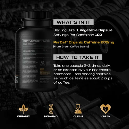 Miniatura 4 de HOSSTILE PurCaf Cápsulas de cafeína orgánica, suplemento energético natural, sin choques ni nerviosismo, enfoque y energía antes del entrenamiento