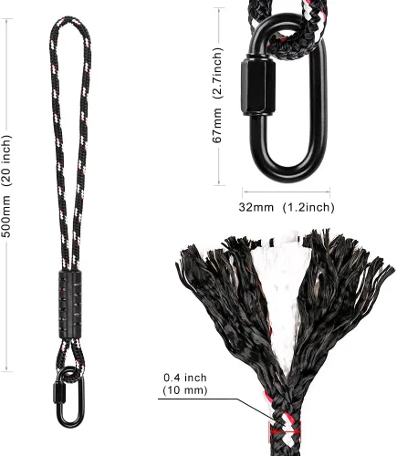 Miniatura 7 de BeneLabel Poseidon Series Prusik - Cuerdas cosidas, seguridad, 19 pulgadas, diámetro 2/5 pulgadas, paquete de 2, color negro