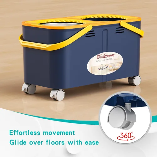 Miniatura 2 de Trapeador giratorio compacto y cubo con sistema de agua limpia y sucia, mopa de piso con ruedas giratorias de 360°, mango de 61 pulgadas, 6