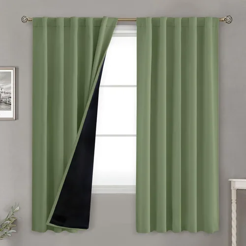 Miniatura 138 de BGment Cortinas 100% opacas beige de 63 pulgadas de largo con forro aislante térmico, bolsillo para varilla y lengüeta trasera de doble capa